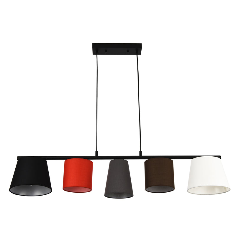 Målskitse [lux.pro]® Hængelampe - 5 x E14 - max. 40W - 150x105x20cm - metal / tekstil