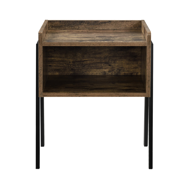 Målskitse [en.casa] Stabelbart bord - 52x42x35cm - metal - spånplade - sort - træ farvet