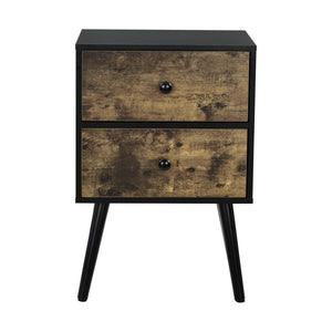 [en.casa] Stabelbart sengebord - sidebord med to skuffer - 60x40x29,5cm - fyrretræ - spånplade - træ farvet - sort