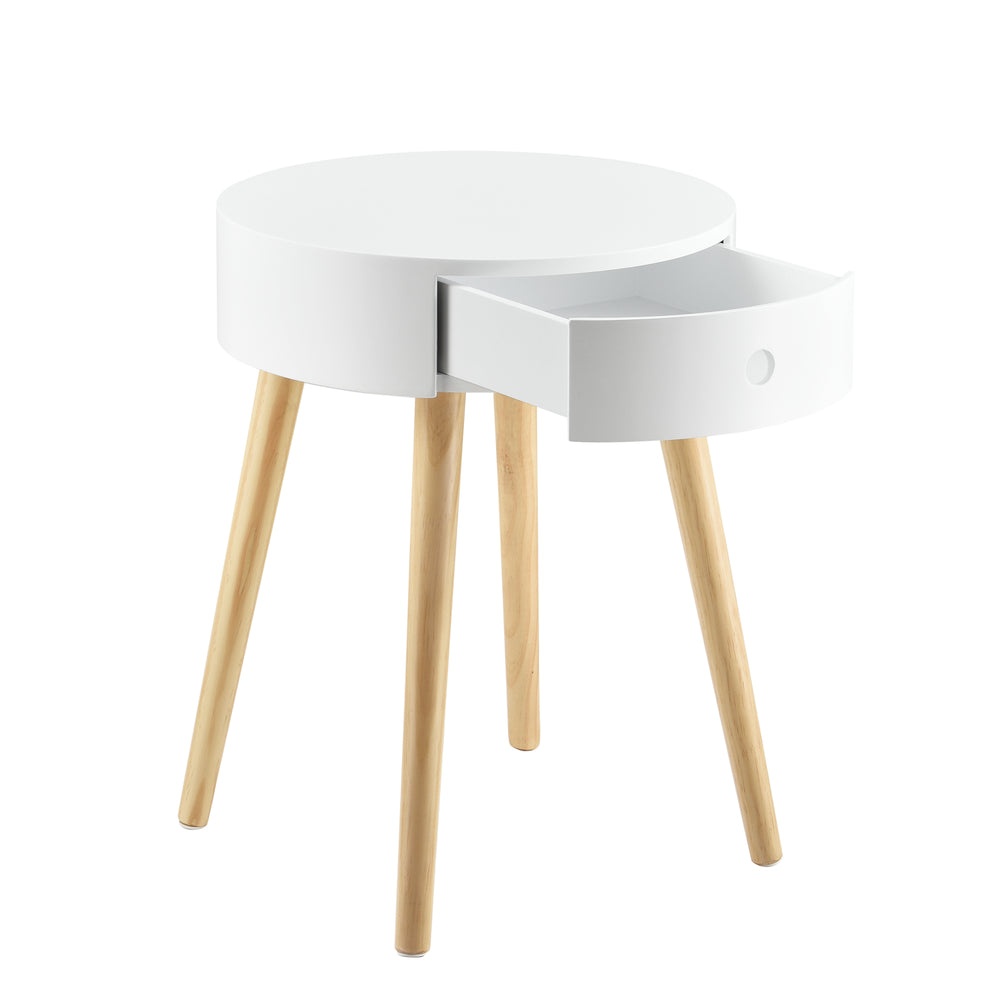 Natbord Aurich 50x38x38 cm med skuffe retrodesign hvid en.casa - premiumXL