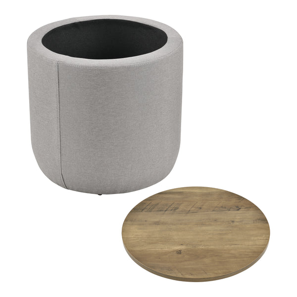 [en.casa] Sofabord med opbevaringsplads - tekstil/spånplade - 41xØ43cm - træ optik/grå