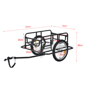 [pro.tec]® Cykelanhænger til transport - trailer til cykel - bærekapacitet: 40 kg - kollisionsbeskyttelse - 130x72x49cm - sort