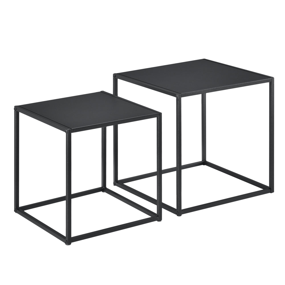 [en.casa]® Sofabord / Sideboard Ulrika sæt med 2-metal-40x40x40cm-35x35x35cm-modstandsdygtig mod ridser-sort-matt