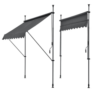 [pro.tec] ® Terrasse markise-uden borepulverbelagt ståljusterbar højde: 200-300 cm-antracit grå-grå-valgt model 