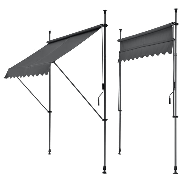 [pro.tec] ® Terrasse markise-uden borepulverbelagt ståljusterbar højde: 200-300 cm-antracit grå-grå-valgt model 