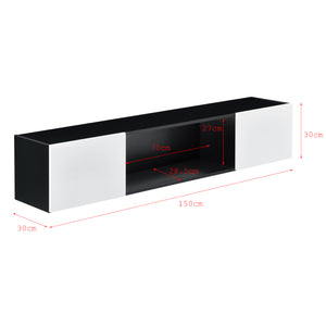 Ophængstavle Thabong 150x30x30 cm med LED-belysning sort/hvid en.casa