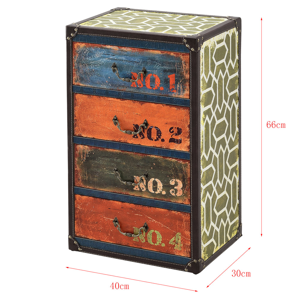 Kommode Geeste 66x40x30 cm med 4 skuffer i kunstlæder Flerfarvet en.casa