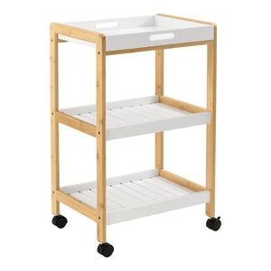 Serveringsvogn Lugano 75x46x35 cm Vogn med hylde hvid/natur en.casa