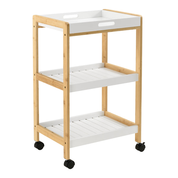 Serveringsvogn Lugano 75x46x35 cm Vogn med hylde hvid/natur en.casa