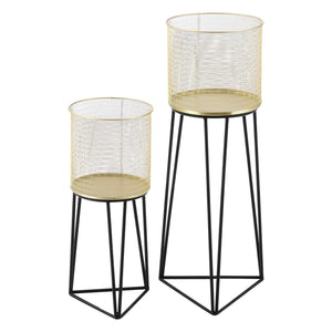 Urtepottestativ Menen 2-delt sort-guld farvet en.casa