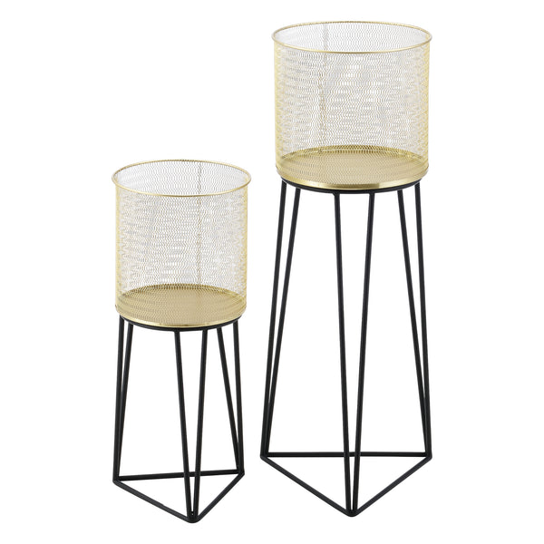 Urtepottestativ Menen 2-delt sort-guld farvet en.casa