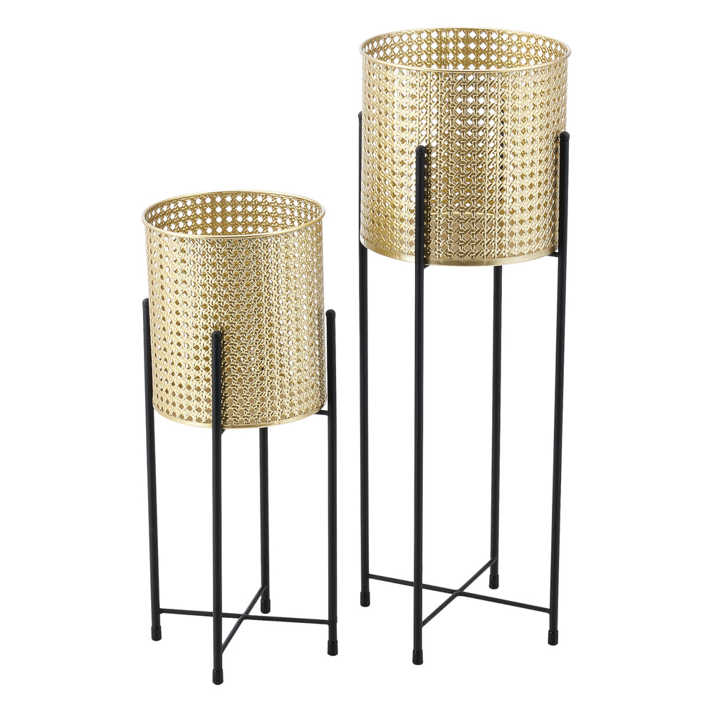 Blomsterpotteholder Mol 2 - dele Sort - Guld farve en.casa - premiumXL