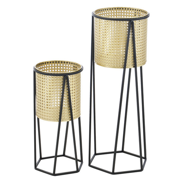 Urtepottestativ Musson 2-delt sort-guldfarvet en.casa