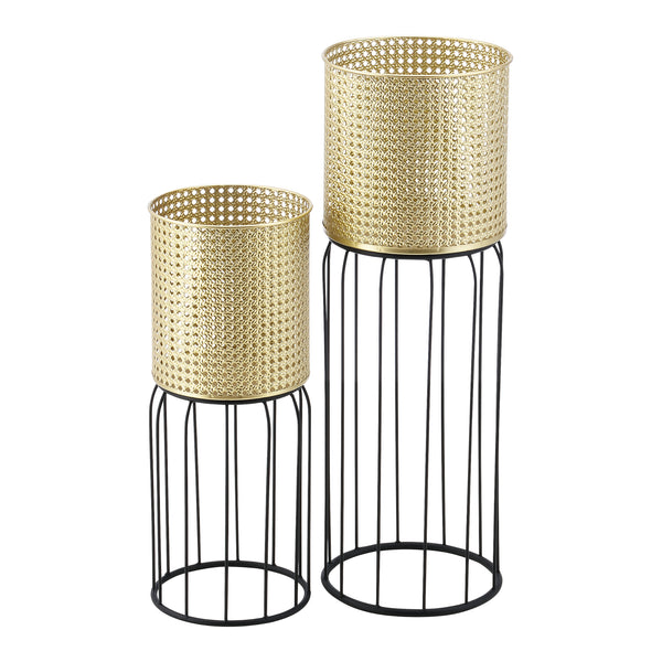 Urtepottestativ Maaseik 2-delt sort-guldfarvet en.casa