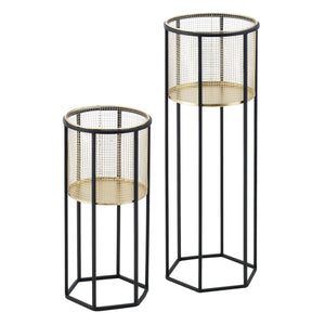 Urtepottestativ Malgedem 2-delt sort-guldfarvet en.casa