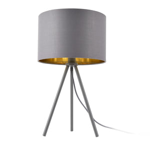 Bordlampe Metz E14 Max. 40W Stofskærm og metalfødder Grå/guld lux.pro