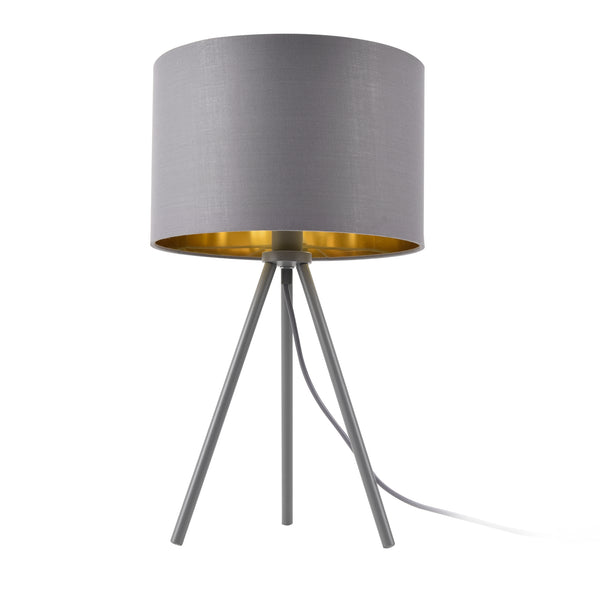 Bordlampe Metz E14 Max. 40W Stofskærm og metalfødder Grå/guld lux.pro