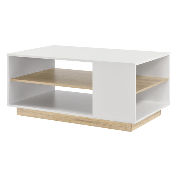Sofabord Trelleborg 100x60x46 cm med 2 hylder hvid/eg en.casa