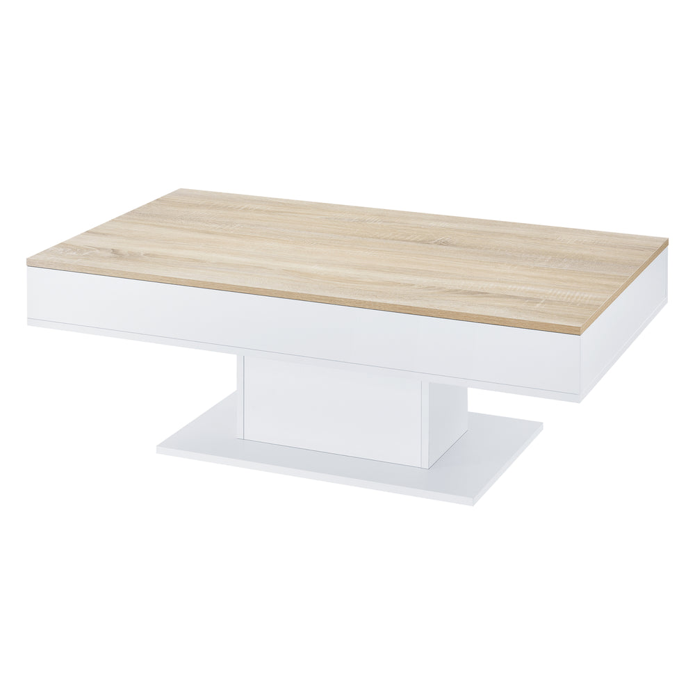 Sofabord Lünen 40x110x60cm med 2 opbevaringsrum egetræslook hvid en.casa - premiumXL