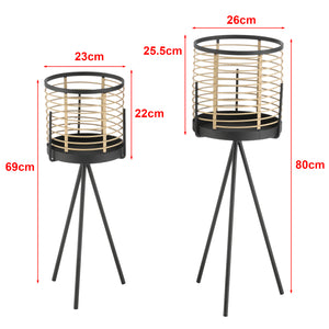 Plantestativ Lasne sæt af 2 metal sort beige en.casa