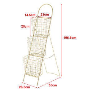 Dekorativ stige med metalkurve metal messing 107x27x55cm en.casa