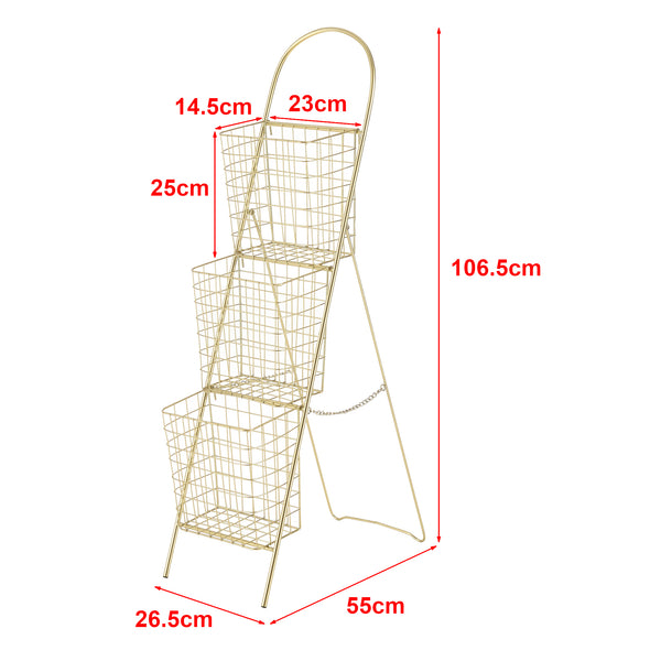 Dekorativ stige med metalkurve metal messing 107x27x55cm en.casa