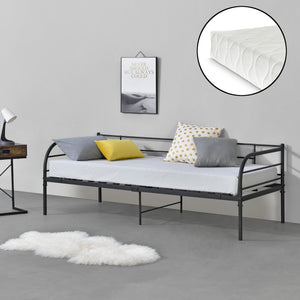 Day bed Falun 90x200cm med madras sort en.casa