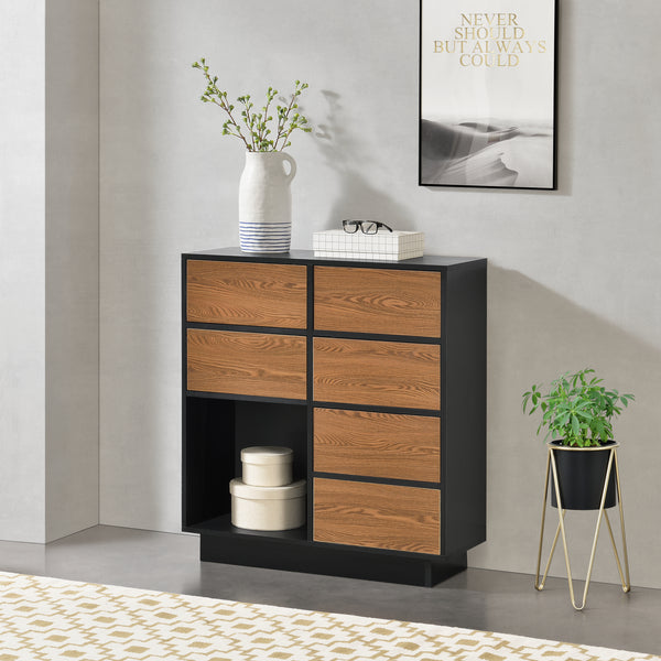 Sideskab Krokom 88x80x30 cm sort/mørkt træ en.casa