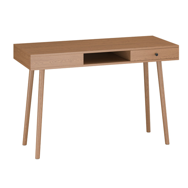 Habo skrivebord med hylde og skuffe 115x48x74cm Mørkt træ en.casa