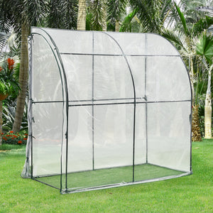 Vægdrivhus Juta 100x200x215cm PVC-film Transparent [en.casa]