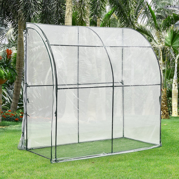 Vægdrivhus Juta 100x200x215cm PVC-film Transparent [en.casa]