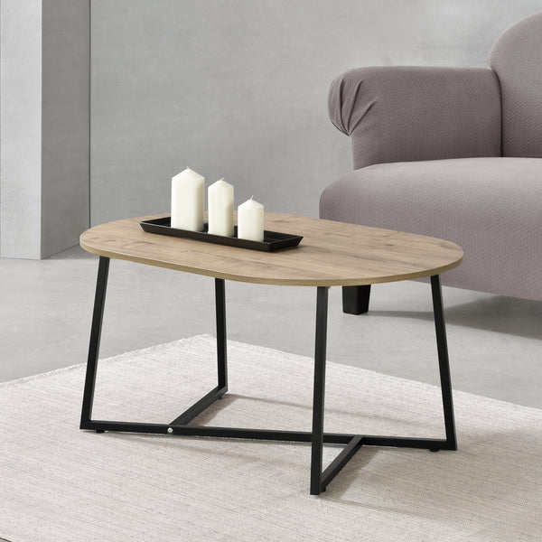 Sofabord Valdemarsvik 100x60x47cm egetræslook [en.casa].
