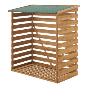 Brændeskjul 123x116x64cm naturligt grantræ [en.casa].