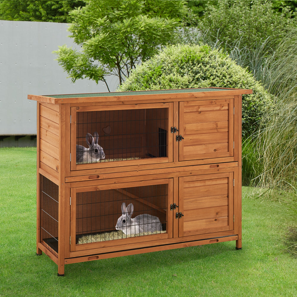Kaninbur Falkenau smådyrsbur 104x122x50cm grantræ [en.casa] - premiumXL