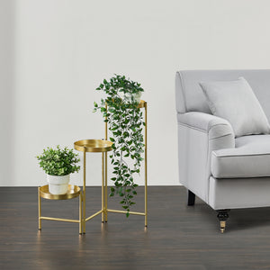 Kallo plantestativ med 3 messingfarvede plantebakker [en.casa].