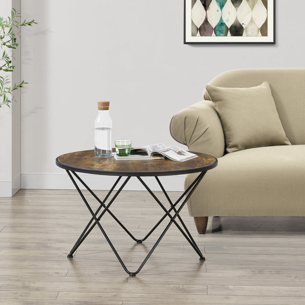 Sofabord Goskamark 80x50 cm stålstel mørk træfarve [en.casa] - premiumXL