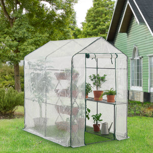 Drivhus Oosterhout med hylder 120x186x190cm Transparent [en.casa].