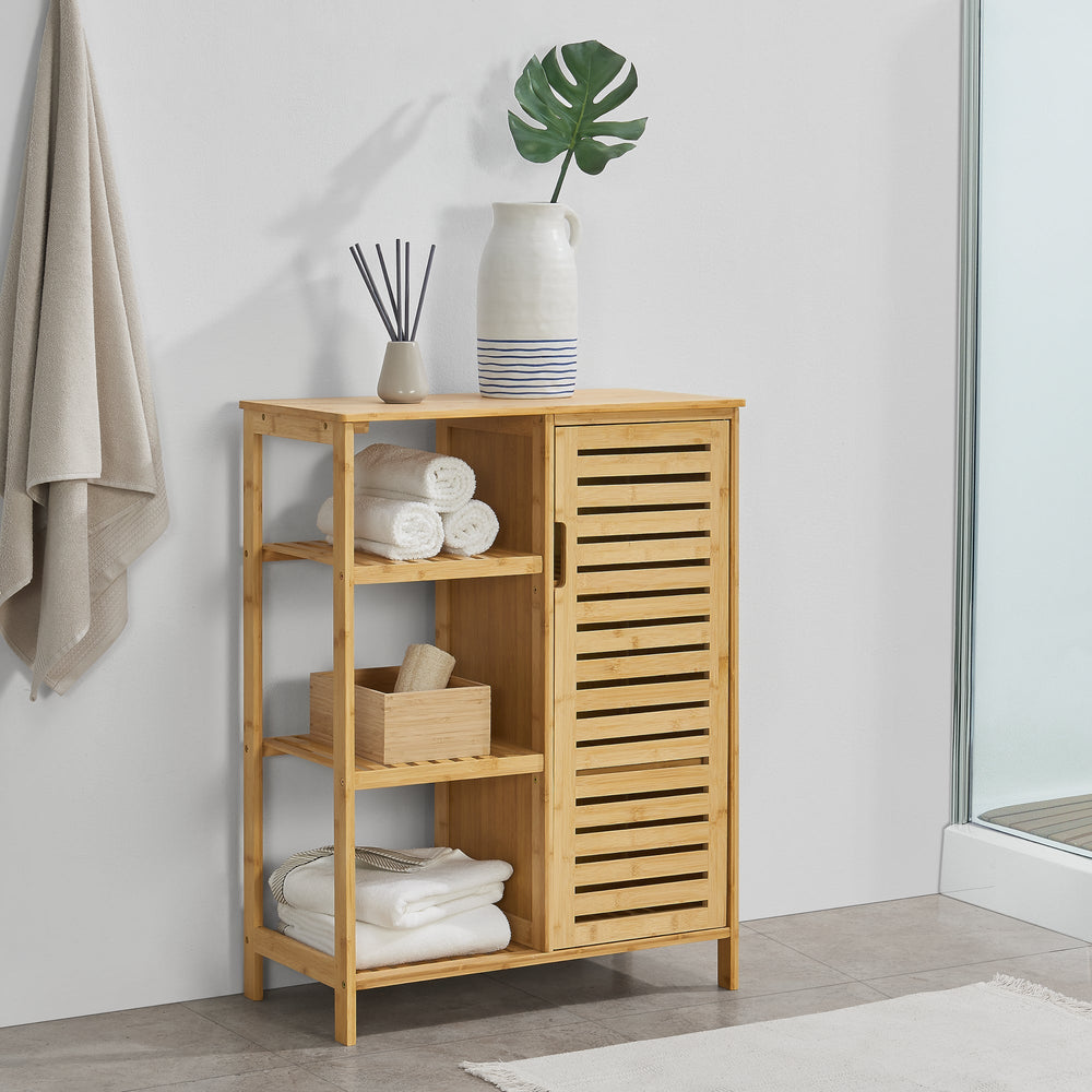 Badeværelsesskab Vetlanda bambus 87x66x33 cm [en.casa] - premiumXL