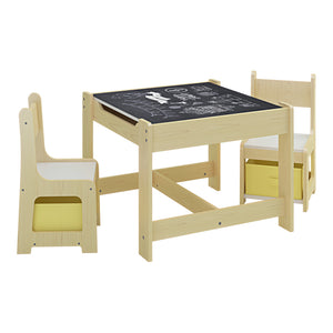 Børnebord med 2 stole Irixoa med kasser natur [en.casa]