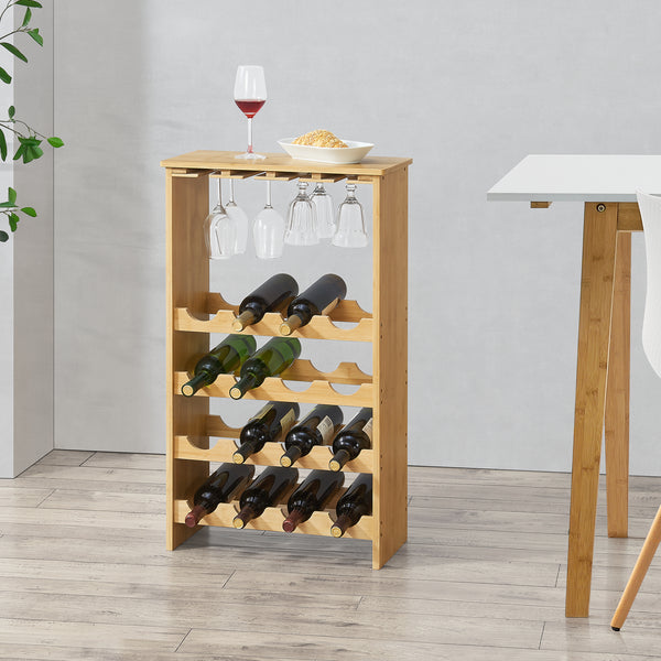 Vinreol i bambus Fetlar 84,8 x 50 x 24 cm [en.casa].
