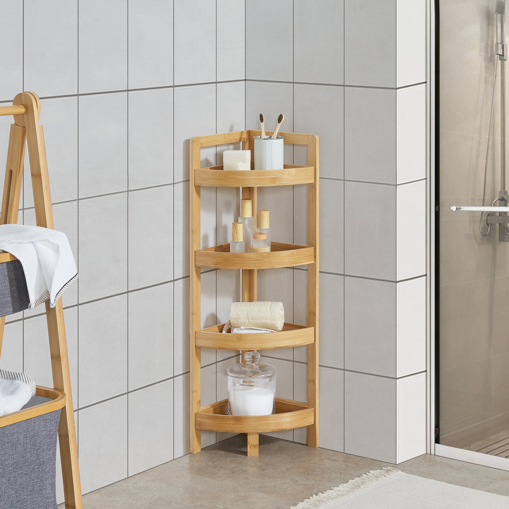 Bambus badehylde Lestijärvi hjørnehylde med 4 hylder 80x23x23cm [en.casa] - premiumXL