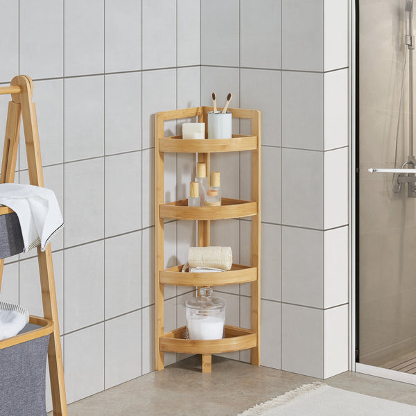 Bambus badeværelseshylde Lestijärvi hjørnehylde med 4 hylder 80x23x23cm [en.casa].