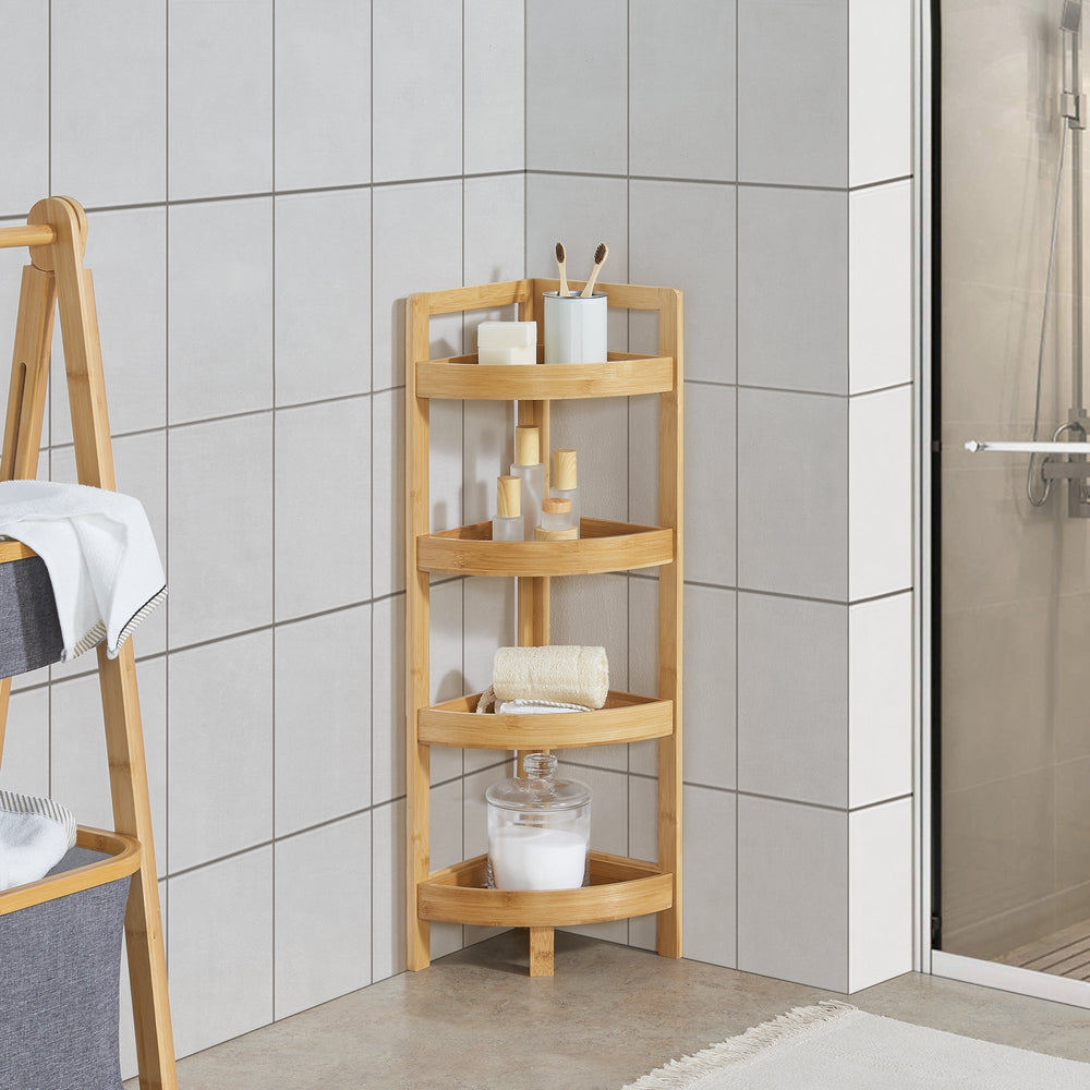 Bambus badehylde Lestijärvi hjørnehylde med 4 hylder 80x23x23cm [en.casa] - premiumXL