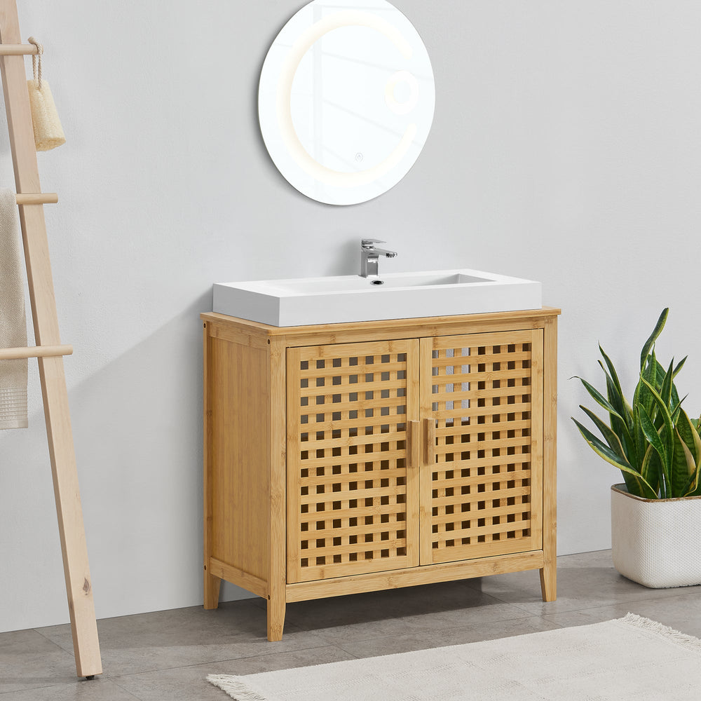 Vaskeskab Ingmarsö bambus 60x67x30cm [en.casa] - premiumXL