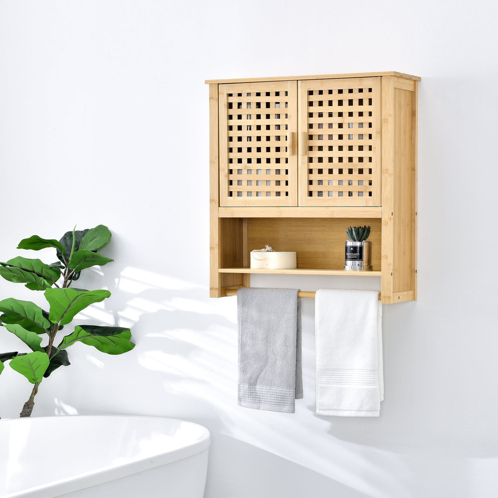 Badeværelsesskab Borlänge Vægskab Bambus 66 x 62 x 20 cm [en.casa] - premiumXL