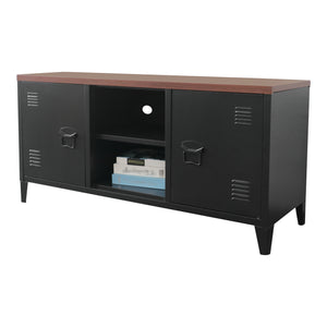 TV-bord Pälkäne 58 x 113 x 40 cm sort/trælook [en.casa].