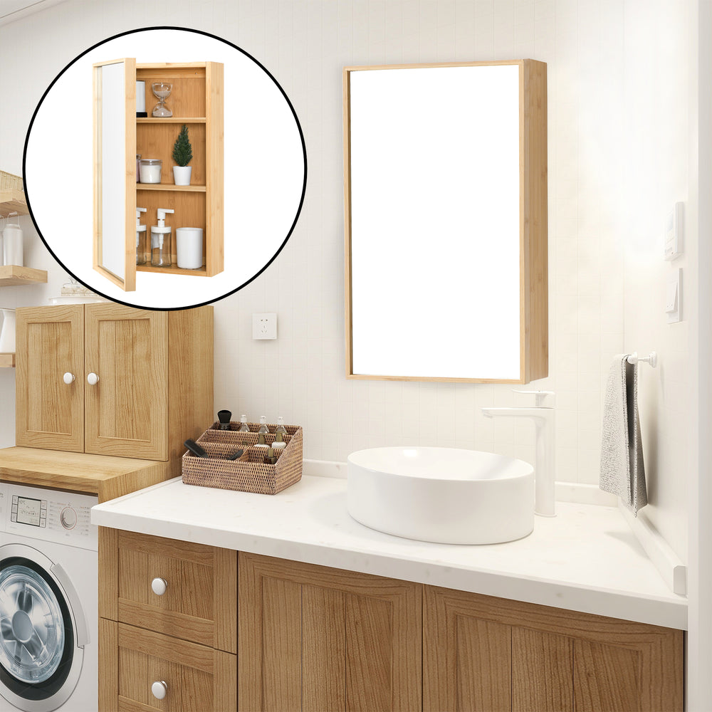 Ikorfat spejlskab 60,5 x 35 x 14 cm naturlig bambus [en.casa].