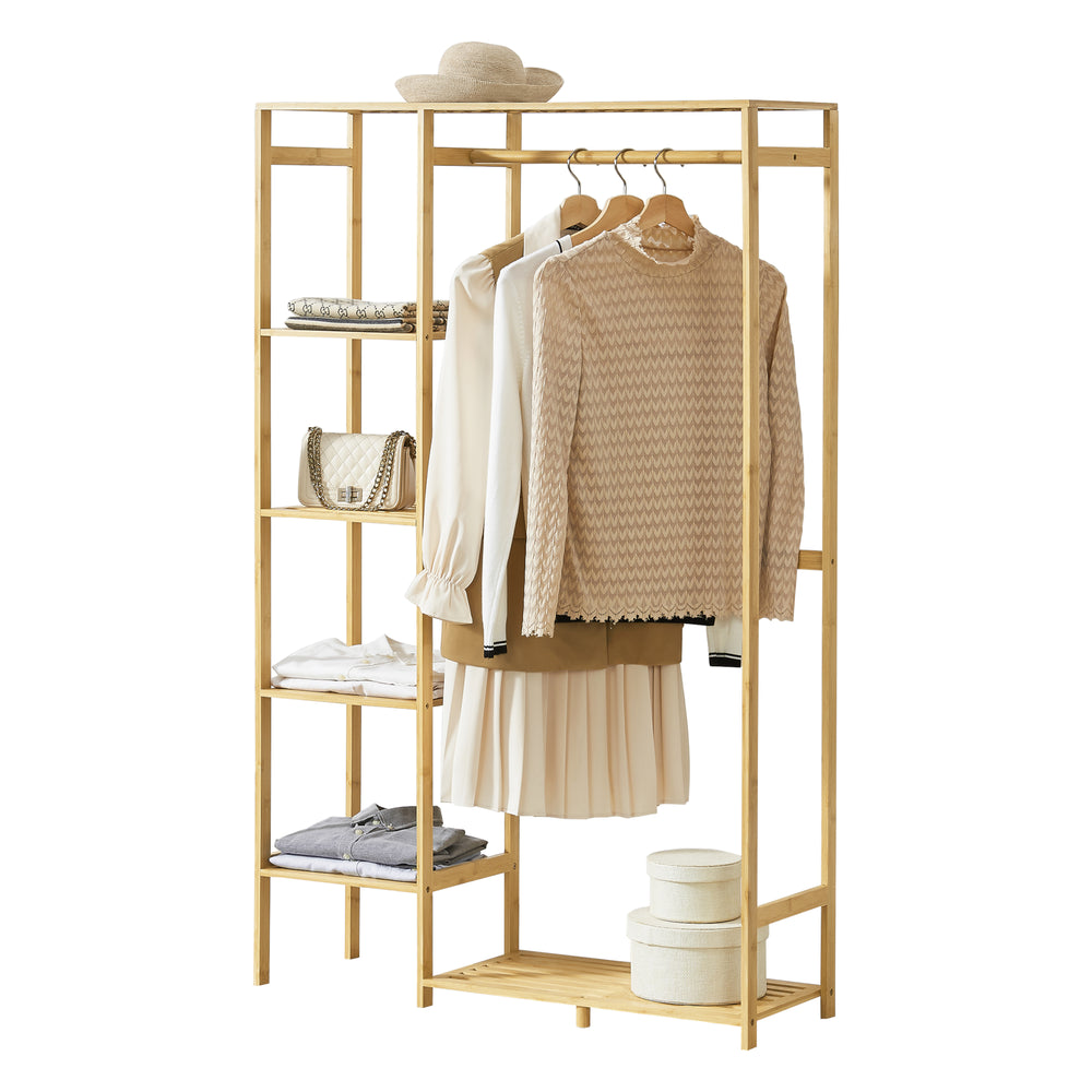 Garderobestativ Eurajoki 139x100x40 cm bambus natur [en.casa] - premiumXL
