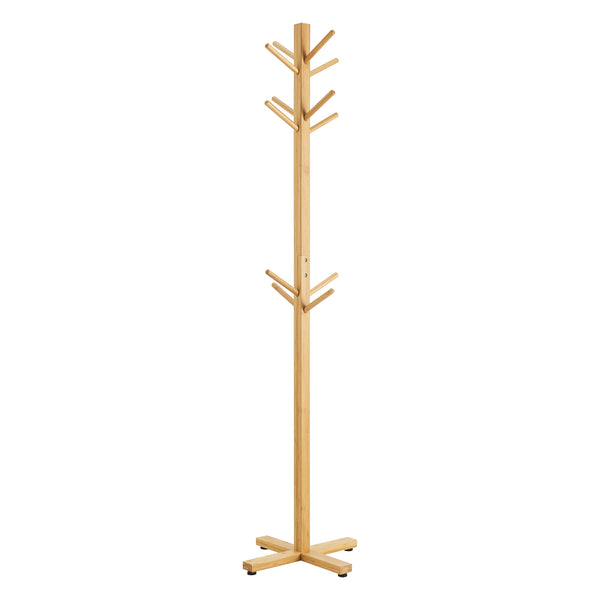 Garderobestativ Jämsä 176 x 38 x 38 cm 12 kroge bambus natur [en.casa].