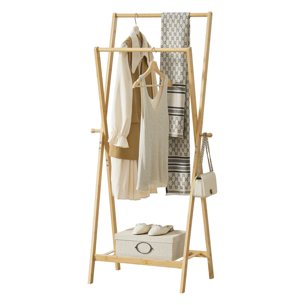 Garderobestativ Keitele 150 x 60 x 42 cm bambus natur [en.casa] - premiumXL
